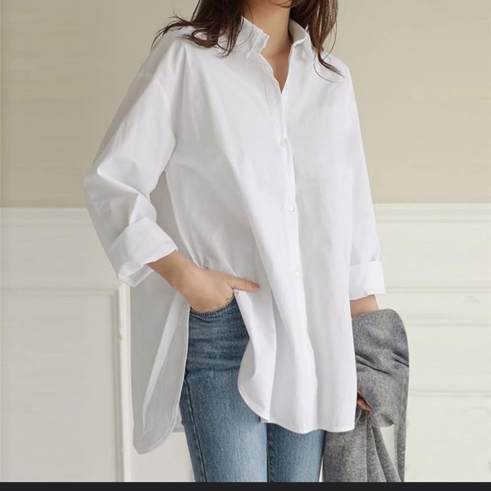 Free people Linen oversized shirt /dress boho spring tunic classic button up